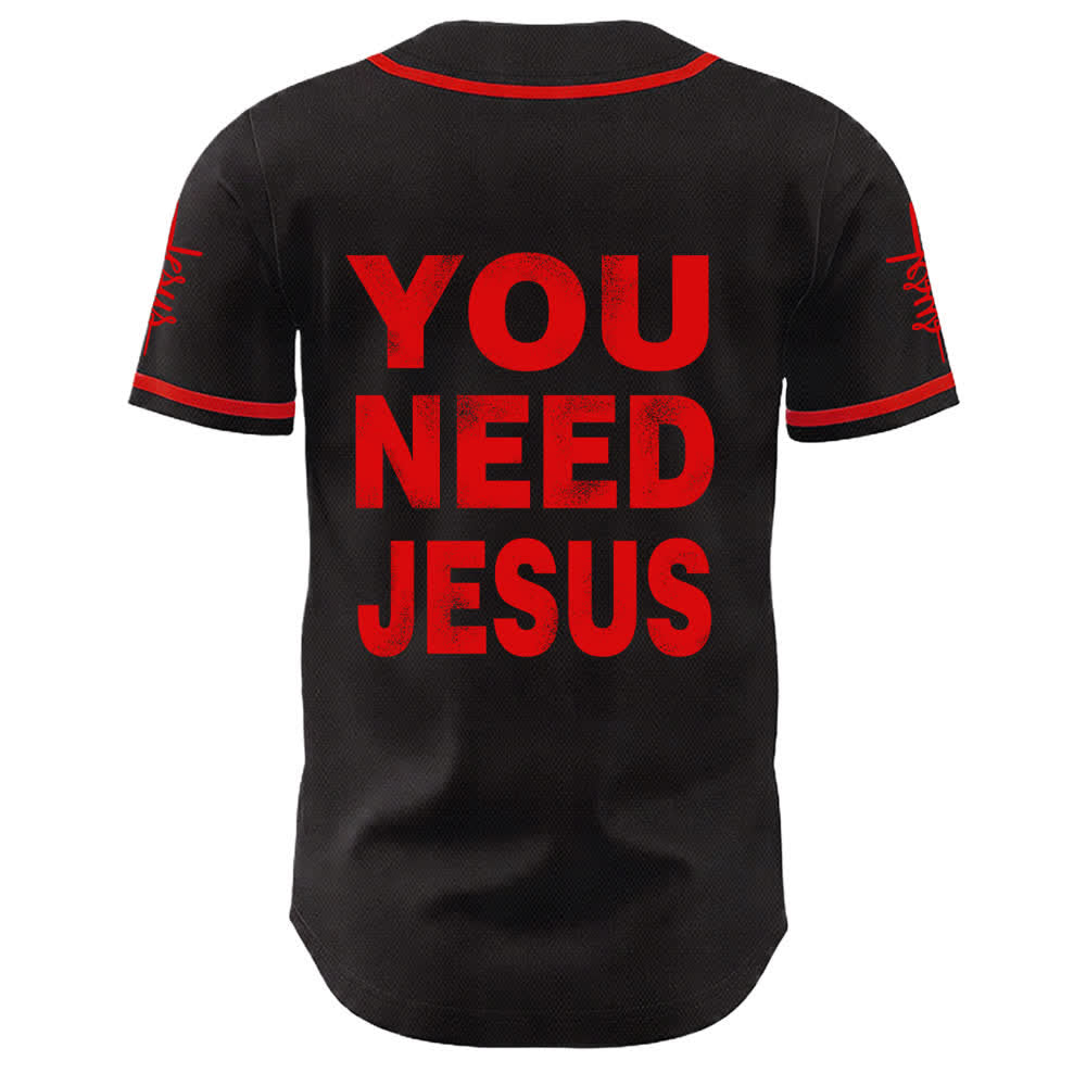 Camiseta de béisbol unisex con declaración de fe de Christianartworkshop You Need Jesus - image 1