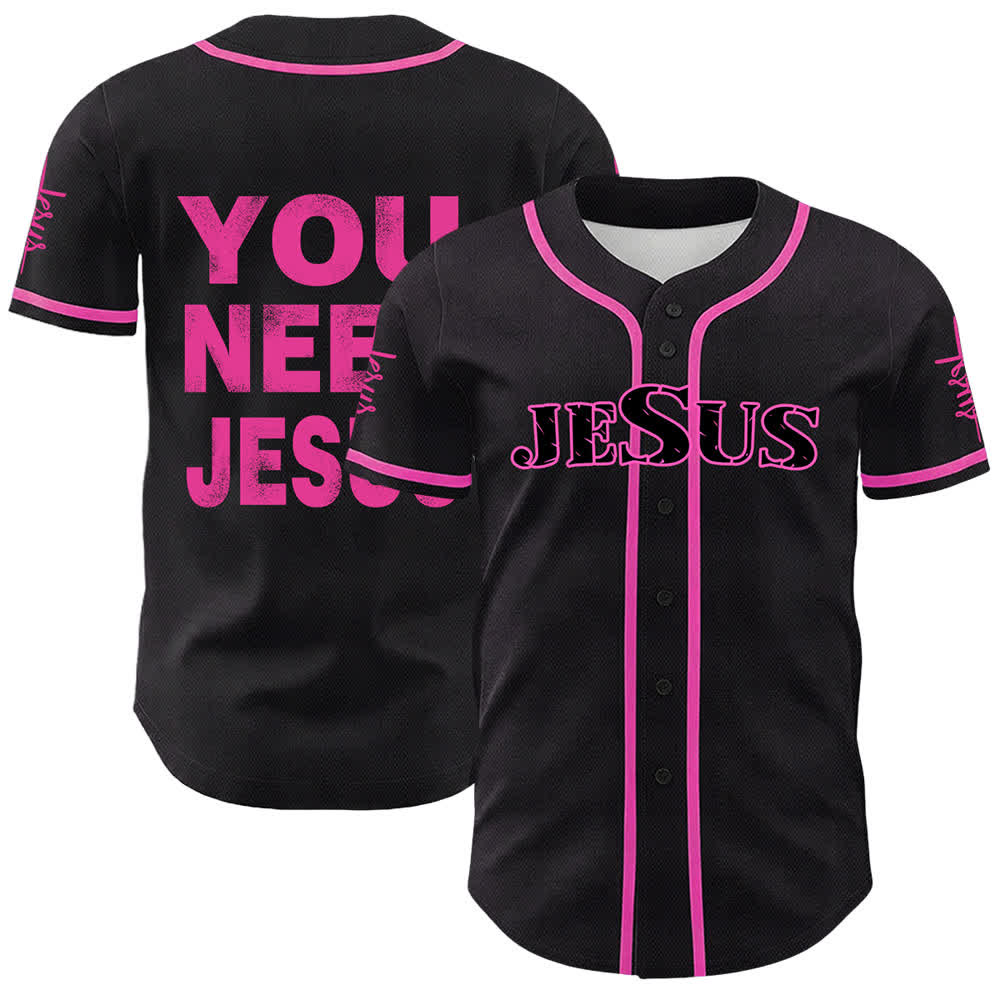 Camiseta de béisbol unisex con declaración de fe de Christianartworkshop You Need Jesus - Rosa - 5XL - image 15