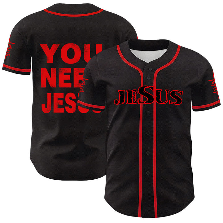 Camiseta de béisbol unisex con declaración de fe de Christianartworkshop You Need Jesus - Rojo - 5XL - image 0