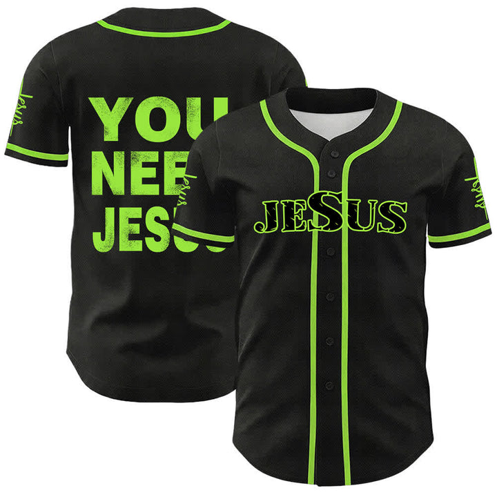 Camiseta de béisbol unisex con declaración de fe de Christianartworkshop You Need Jesus - Verde - 5XL - image 18
