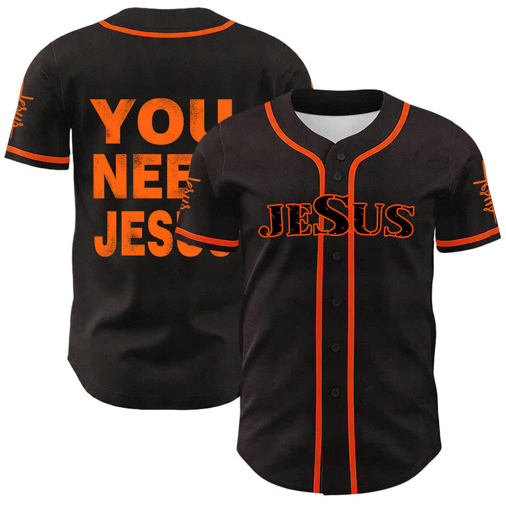 Camiseta de béisbol unisex con declaración de fe de Christianartworkshop You Need Jesus - Naranja - 5XL - image 9