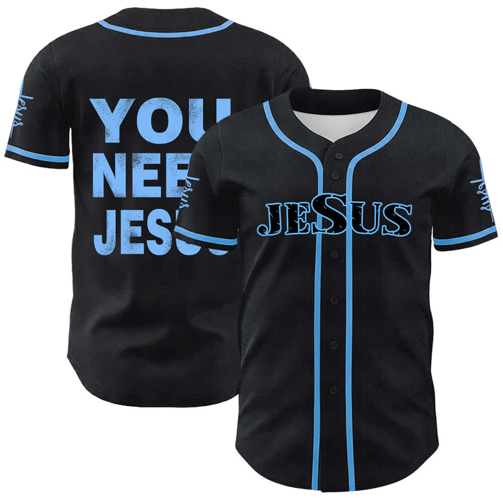 Camiseta de béisbol unisex con declaración de fe de Christianartworkshop You Need Jesus - Azul - 5XL - image 12