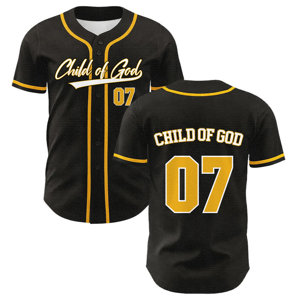 Christianartworkshop Camiseta de béisbol unisex "Hijo de Dios Número 07" - Amarillo - 5XL - image 0