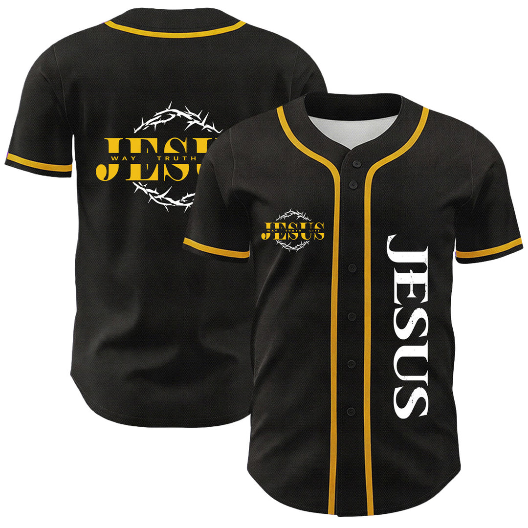 Christianartworkshop Camiseta de béisbol unisex con estampado gráfico de la Corona de Espinas, el Camino de Jesús, la Verdad y la Vida. - Amarillo - 5XL - image 0
