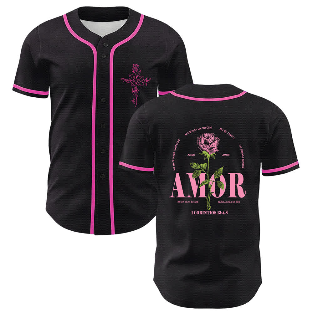 Christianartworkshop Camiseta de béisbol unisex cristiana con cruz de calavera de cordero "Fe sobre el miedo" - Rosa - 5XL - image 0