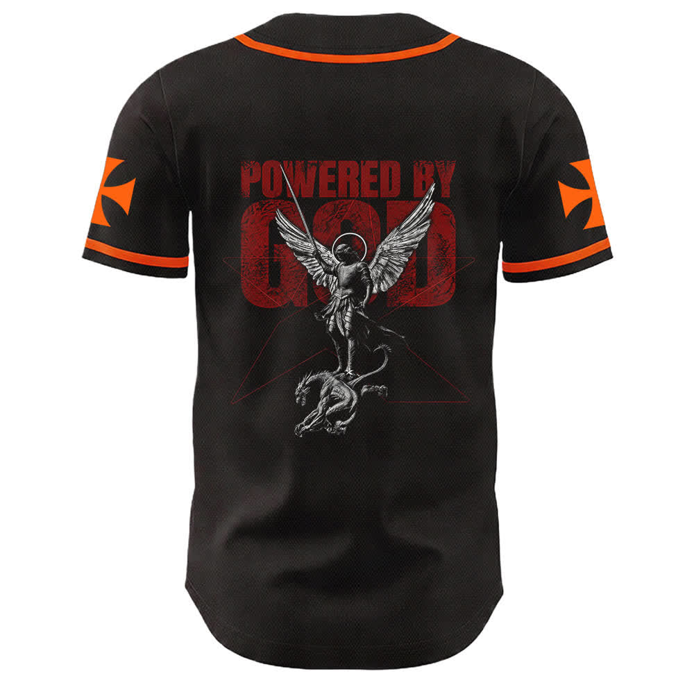 Christianartworkshop Impulsado por Dios Guerrero Ángel Caballero Cruz Camiseta de béisbol cristiana - image 1