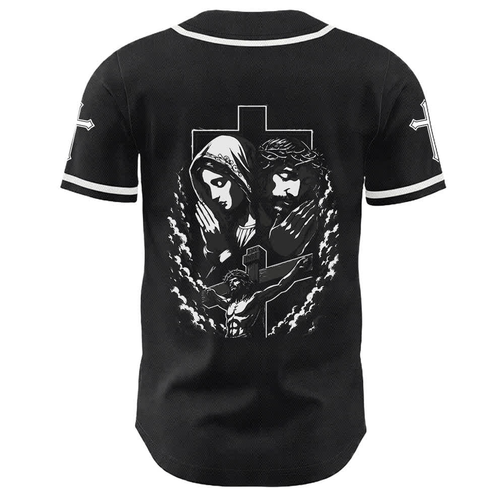 Camiseta de béisbol unisex cristiana con la Christianartworkshop de Jesús, la Virgen María y la cruz. - image 28