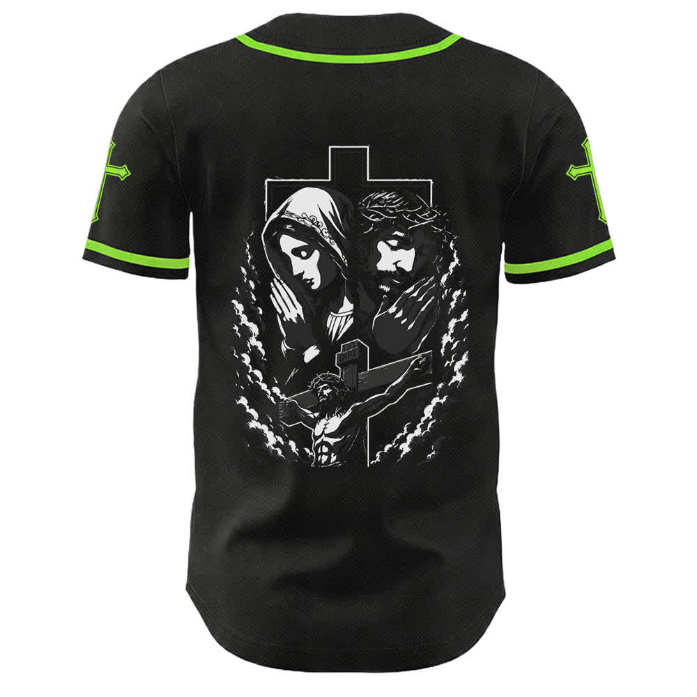 Camiseta de béisbol unisex cristiana con la Christianartworkshop de Jesús, la Virgen María y la cruz. - image 37