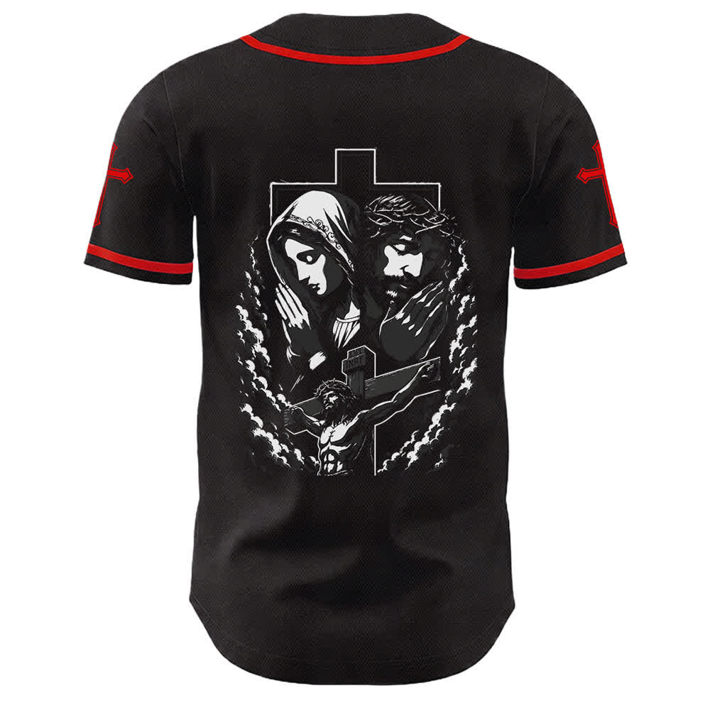 Camiseta de béisbol unisex cristiana con la Christianartworkshop de Jesús, la Virgen María y la cruz. - image 49