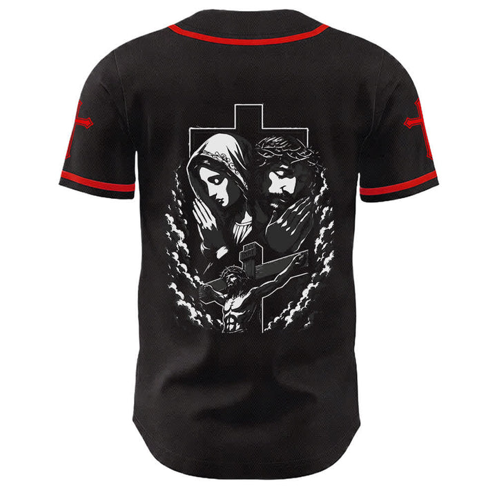 Camiseta de béisbol unisex cristiana con la Christianartworkshop de Jesús, la Virgen María y la cruz. - image 49
