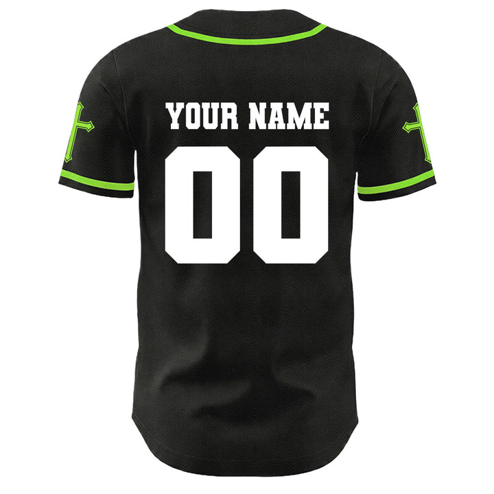 Camiseta de béisbol unisex con diseño de la crucifixión de Jesús y manga personalizada con nombre y número en Christianartworkshop. - image 6