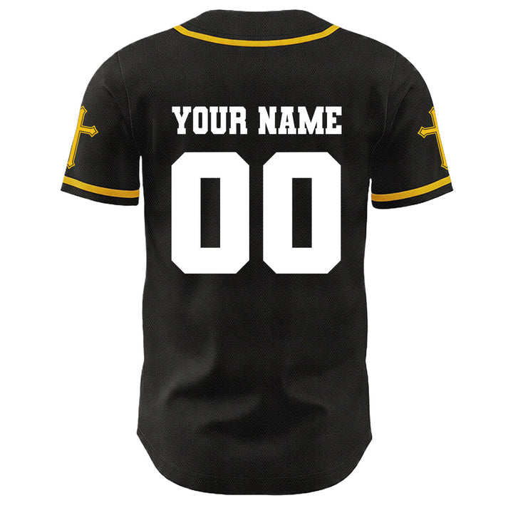 Camiseta de béisbol unisex con diseño de la crucifixión de Jesús y manga personalizada con nombre y número en Christianartworkshop. - image 10