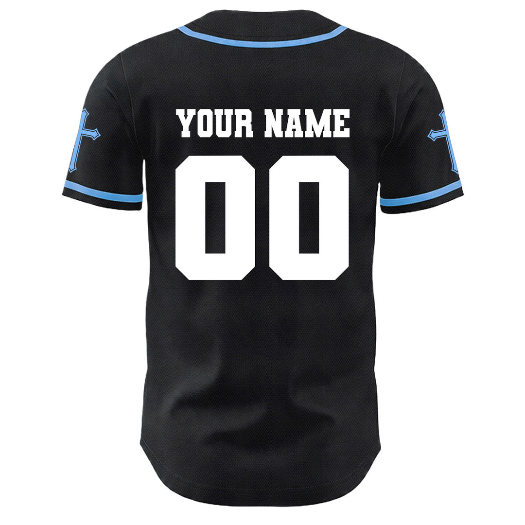 Camiseta de béisbol unisex con diseño de la crucifixión de Jesús y manga personalizada con nombre y número en Christianartworkshop. - image 14