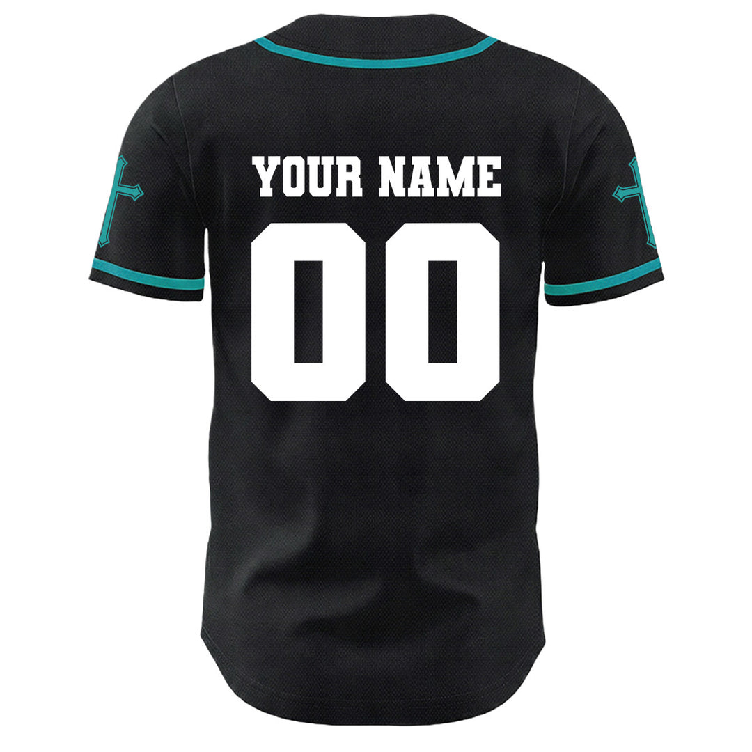 Camiseta de béisbol unisex con diseño de la crucifixión de Jesús y manga personalizada con nombre y número en Christianartworkshop. - image 34