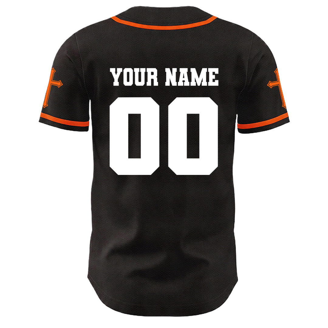 Camiseta de béisbol unisex con diseño de la crucifixión de Jesús y manga personalizada con nombre y número en Christianartworkshop. - image 26