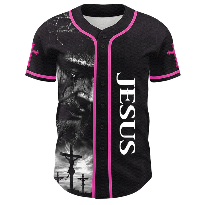 Camiseta de béisbol unisex con diseño de la crucifixión de Jesús y manga personalizada con nombre y número en Christianartworkshop. - image 19