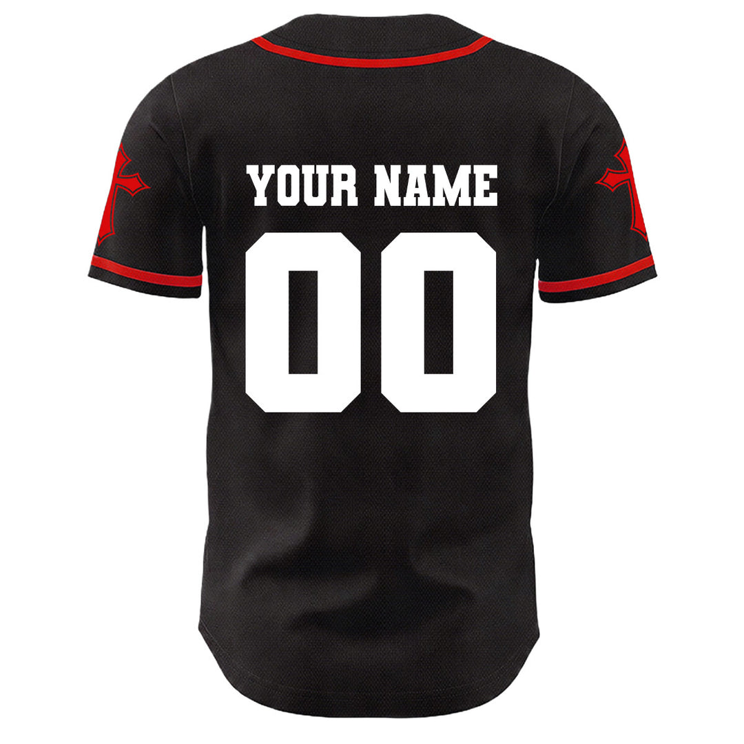 Camiseta de béisbol unisex con diseño de la Corona de Espinas de Jesús, nombre y número personalizados, manga cruzada, de Christianartworkshop. - image 6