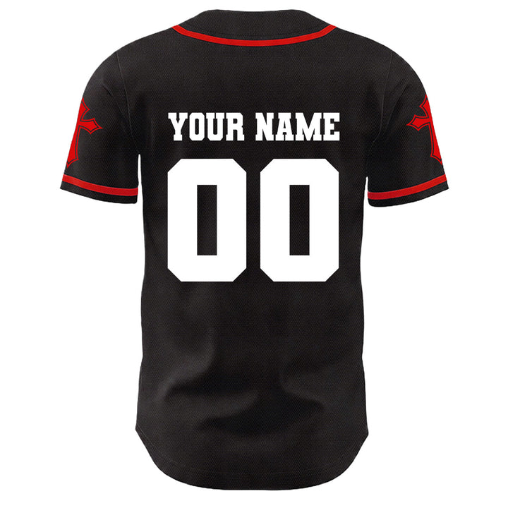 Camiseta de béisbol unisex con diseño de la Corona de Espinas de Jesús, nombre y número personalizados, manga cruzada, de Christianartworkshop. - image 6