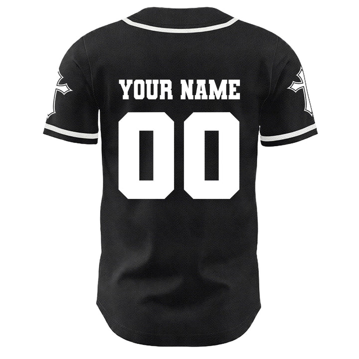 Camiseta de béisbol unisex con diseño de la Corona de Espinas de Jesús, nombre y número personalizados, manga cruzada, de Christianartworkshop. - image 2