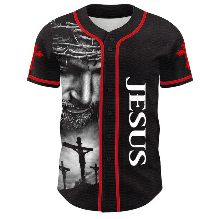 Camiseta de béisbol unisex con diseño de la Corona de Espinas de Jesús, nombre y número personalizados, manga cruzada, de Christianartworkshop. - image 7