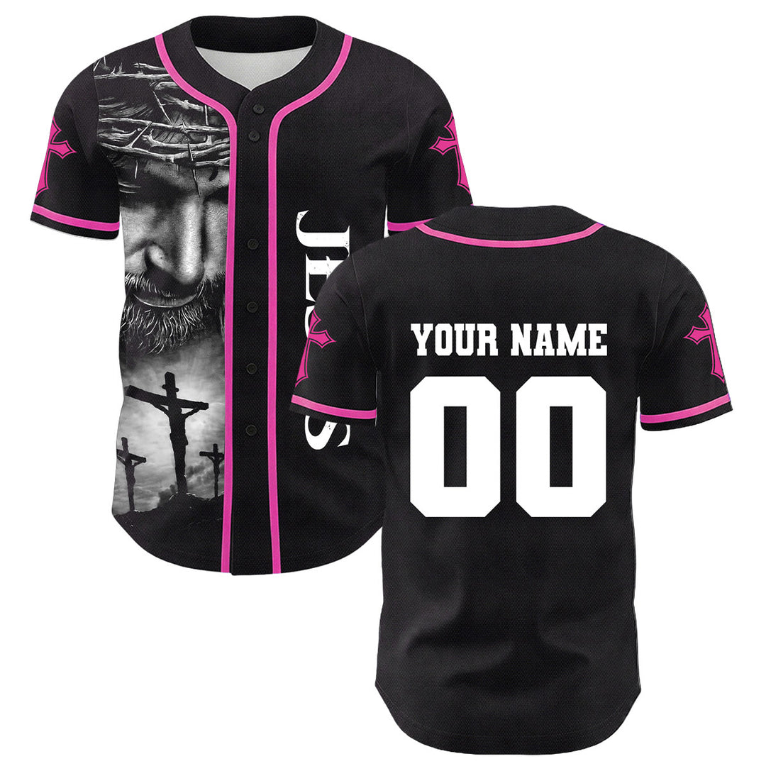 Camiseta de béisbol unisex con diseño de la Corona de Espinas de Jesús, nombre y número personalizados, manga cruzada, de Christianartworkshop. - image 17