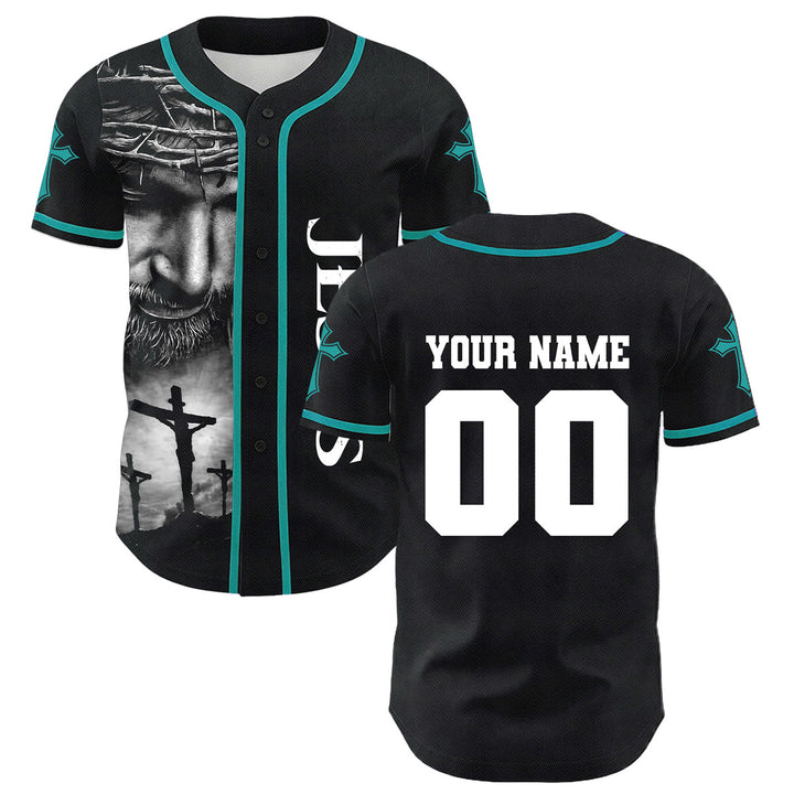 Camiseta de béisbol unisex con diseño de la Corona de Espinas de Jesús, nombre y número personalizados, manga cruzada, de Christianartworkshop. - image 33
