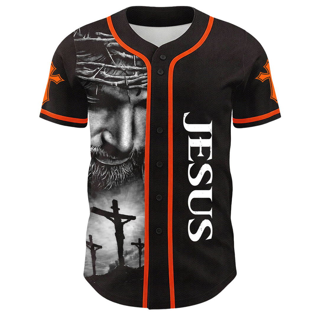 Camiseta de béisbol unisex con diseño de la Corona de Espinas de Jesús, nombre y número personalizados, manga cruzada, de Christianartworkshop. - image 23