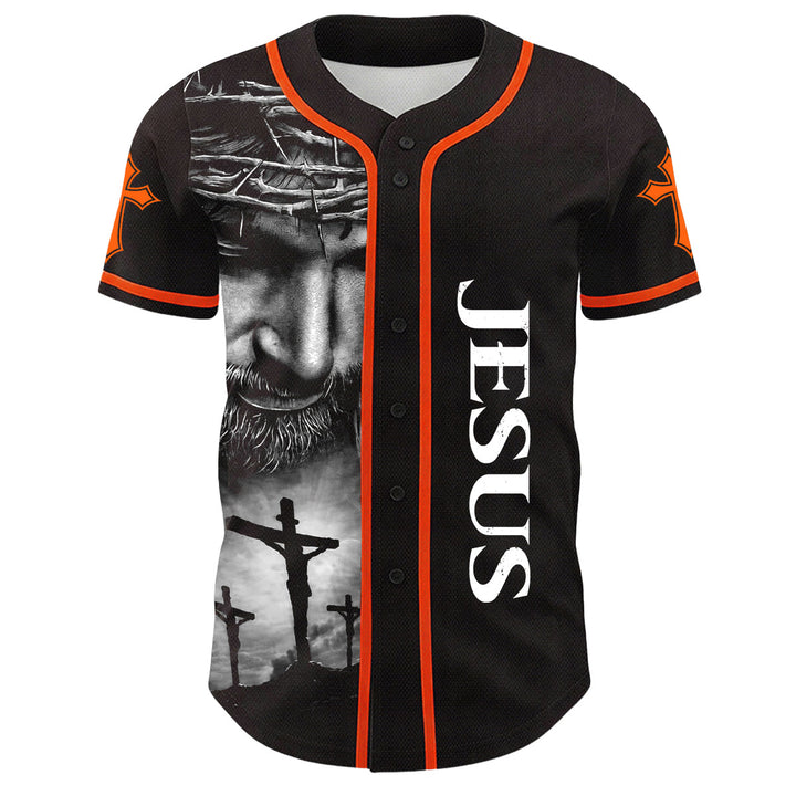 Camiseta de béisbol unisex con diseño de la Corona de Espinas de Jesús, nombre y número personalizados, manga cruzada, de Christianartworkshop. - image 23