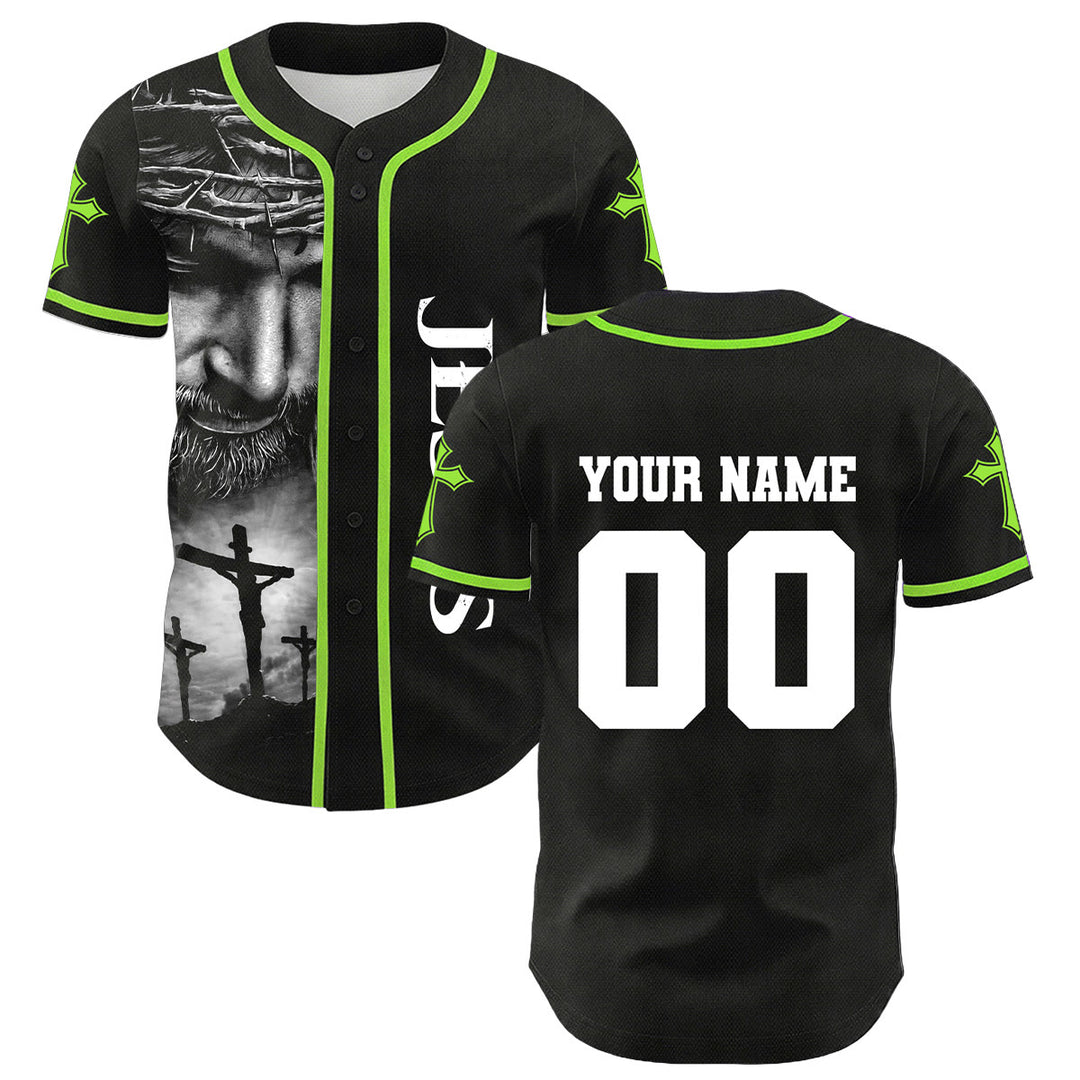 Camiseta de béisbol unisex con diseño de la Corona de Espinas de Jesús, nombre y número personalizados, manga cruzada, de Christianartworkshop. - image 25