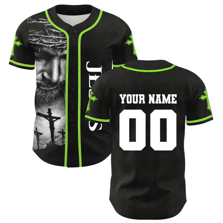 Camiseta de béisbol unisex con diseño de la Corona de Espinas de Jesús, nombre y número personalizados, manga cruzada, de Christianartworkshop. - image 25