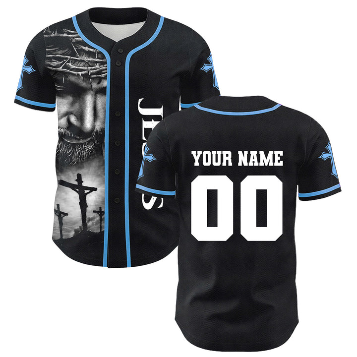 Camiseta de béisbol unisex con diseño de la Corona de Espinas de Jesús, nombre y número personalizados, manga cruzada, de Christianartworkshop. - image 13