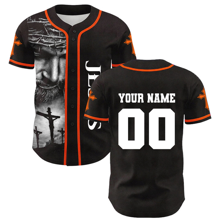 Camiseta de béisbol unisex con diseño de la Corona de Espinas de Jesús, nombre y número personalizados, manga cruzada, de Christianartworkshop. - image 21