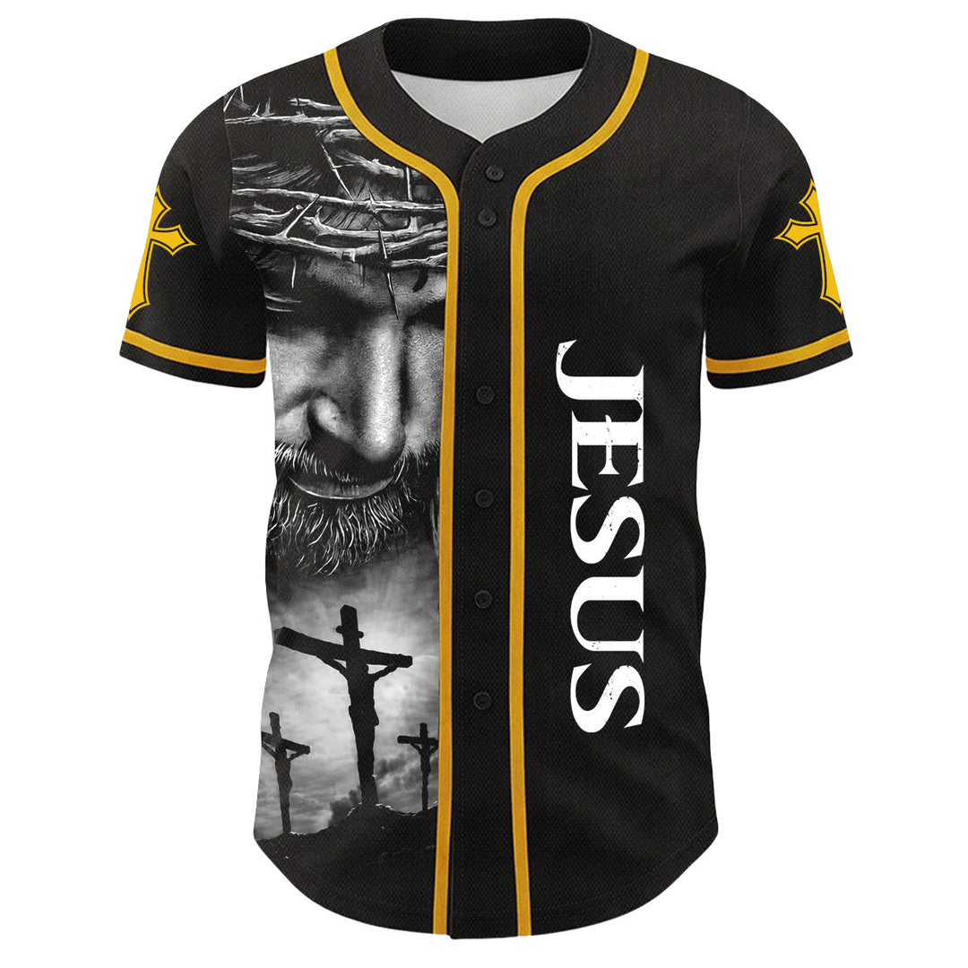 Camiseta de béisbol unisex con diseño de la Corona de Espinas de Jesús, nombre y número personalizados, manga cruzada, de Christianartworkshop. - image 11