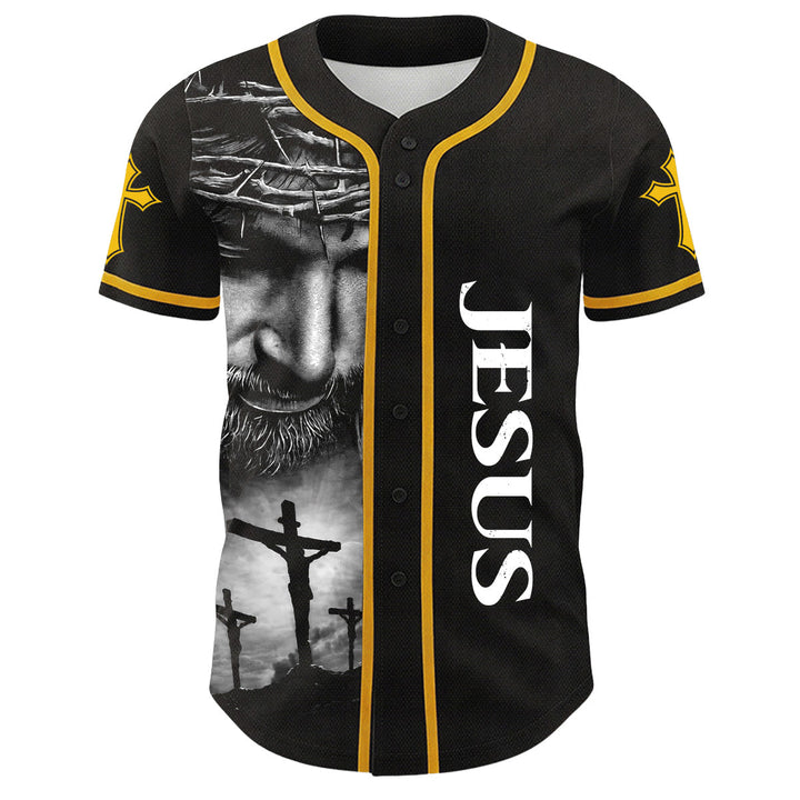 Camiseta de béisbol unisex con diseño de la Corona de Espinas de Jesús, nombre y número personalizados, manga cruzada, de Christianartworkshop. - image 11