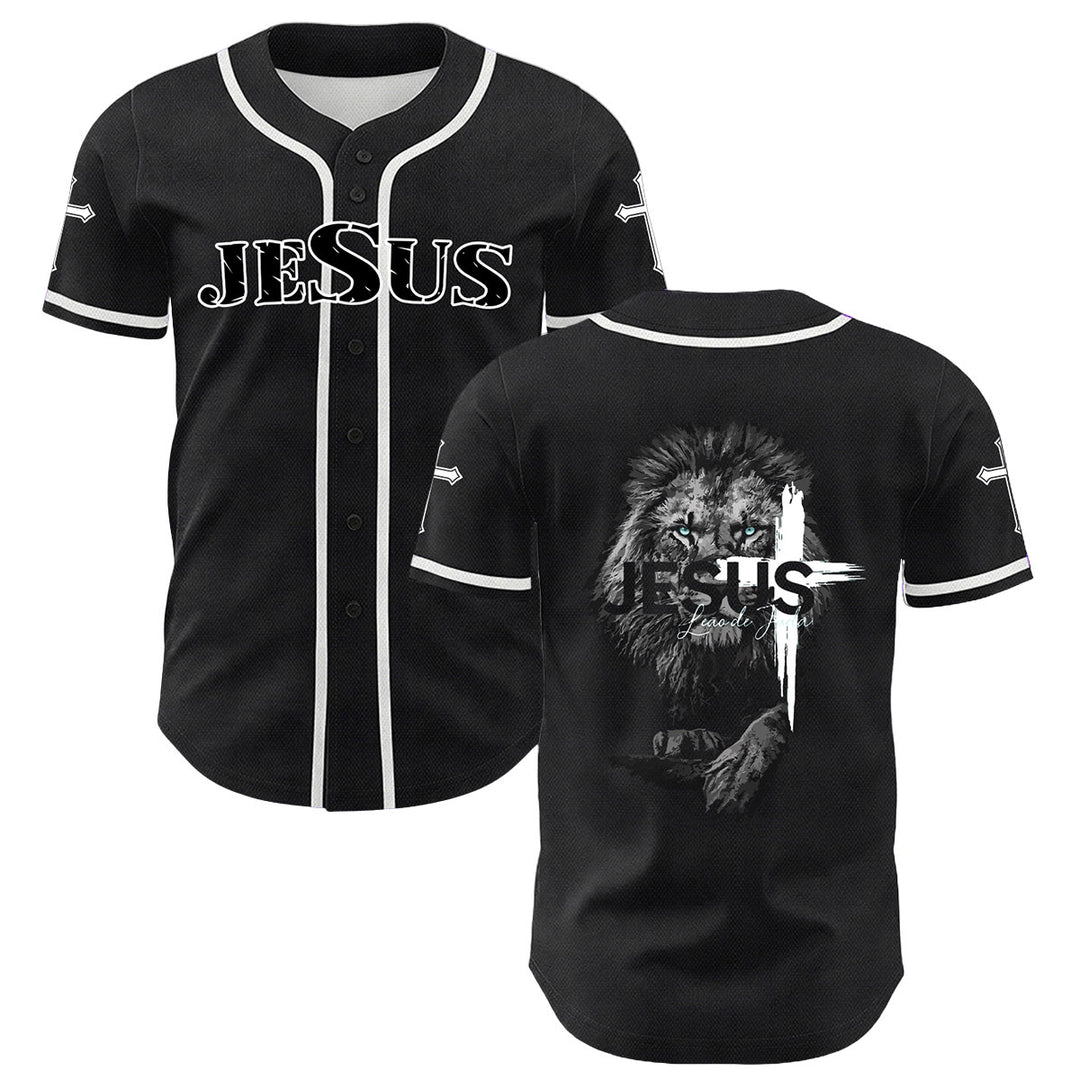Camiseta de béisbol unisex con estampado del León de Judá y la Cruz de Jesús de Christianartworkshop - Blanco - 5XL - image 9
