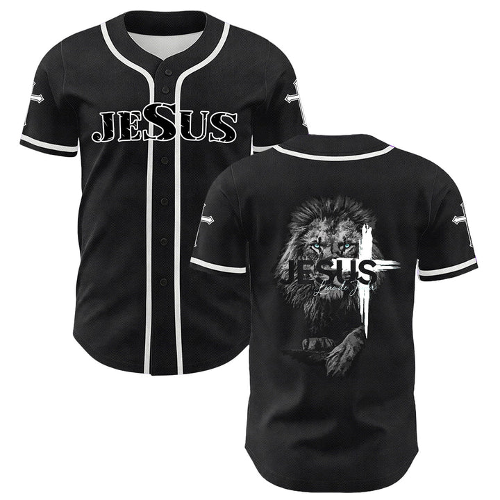 Camiseta de béisbol unisex con estampado del León de Judá y la Cruz de Jesús de Christianartworkshop - Blanco - 5XL - image 9
