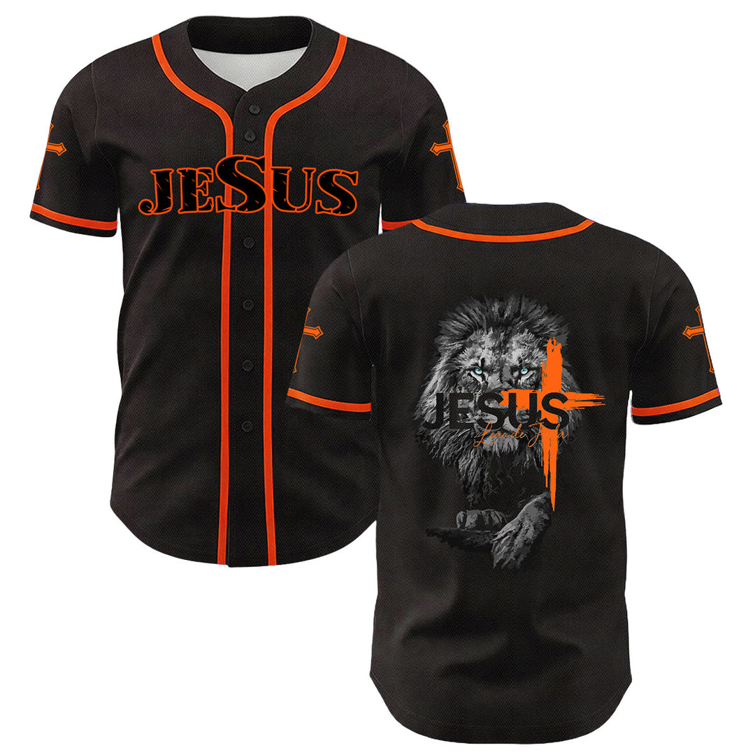 Camiseta de béisbol unisex con estampado del León de Judá y la Cruz de Jesús de Christianartworkshop - Naranja - 5XL - image 15