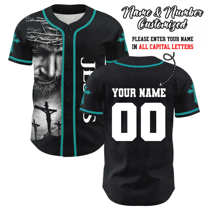 Camiseta de béisbol unisex con diseño de la Corona de Espinas de Jesús, nombre y número personalizados, manga cruzada, de Christianartworkshop. - Verde oscuro - 5XL - Nombre y número personalizados - image 32