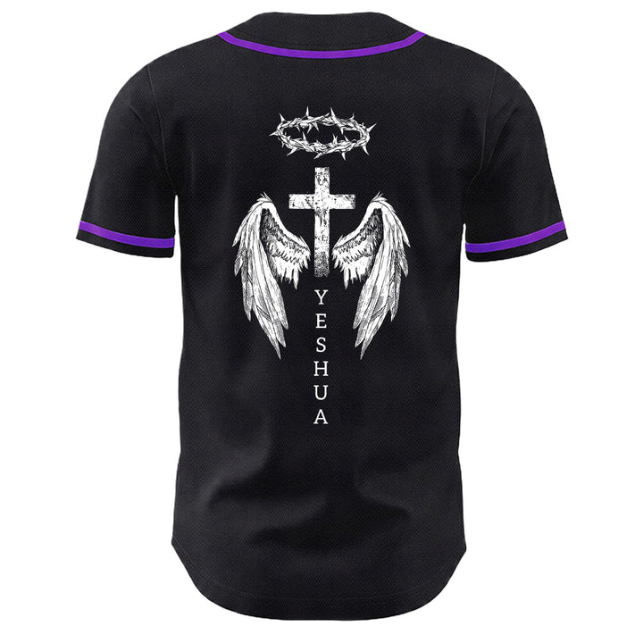 Camiseta de béisbol unisex con diseño de Yeshua, corona de espinas, cruz y alas de ángel de Christianartworkshop. - image 22