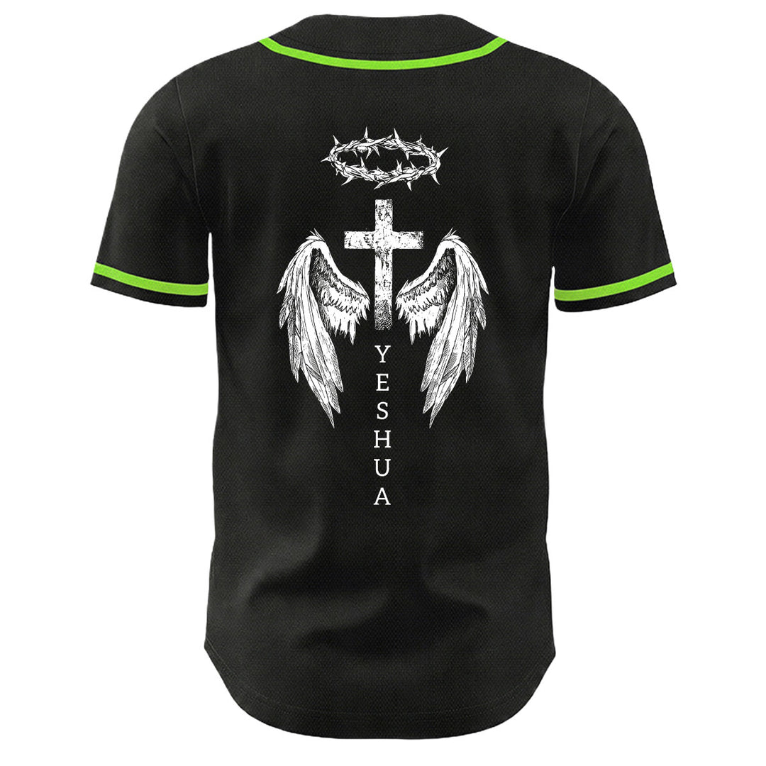 Camiseta de béisbol unisex con diseño de Yeshua, corona de espinas, cruz y alas de ángel de Christianartworkshop. - image 19