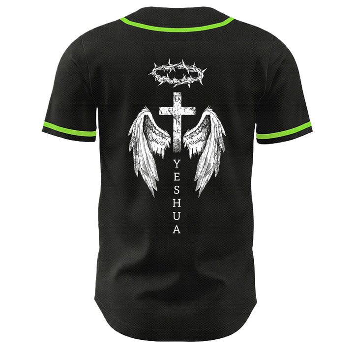 Camiseta de béisbol unisex con diseño de Yeshua, corona de espinas, cruz y alas de ángel de Christianartworkshop. - image 19