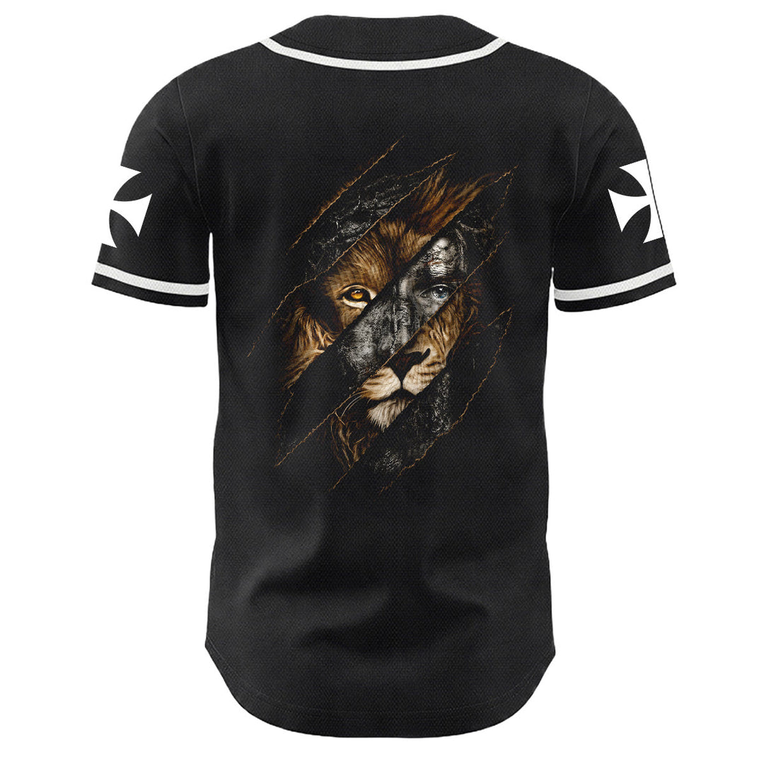Christianartworkshop Jesús León de Judá Rasgado Rayo 3 Clavos Cruz Camiseta de béisbol unisex - image 10