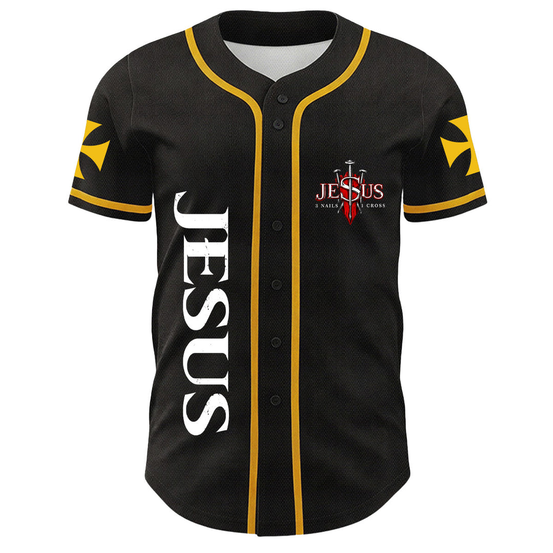 Christianartworkshop Jesús León de Judá Rasgado Rayo 3 Clavos Cruz Camiseta de béisbol unisex - image 5