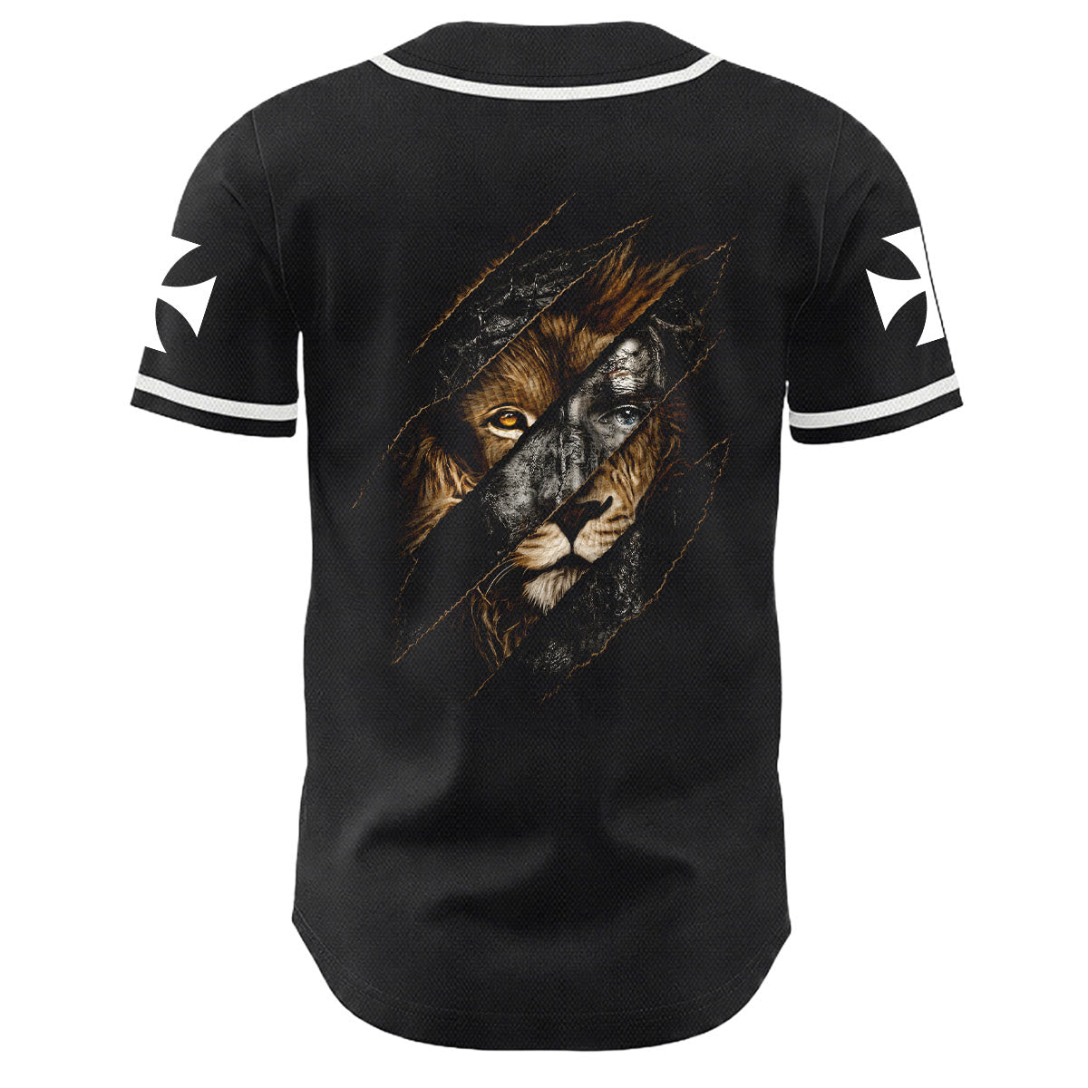 Christianartworkshop Camiseta de béisbol unisex con cruz y rasguño de Jesús León de Judá, rasgadura de 3 uñas - image 10