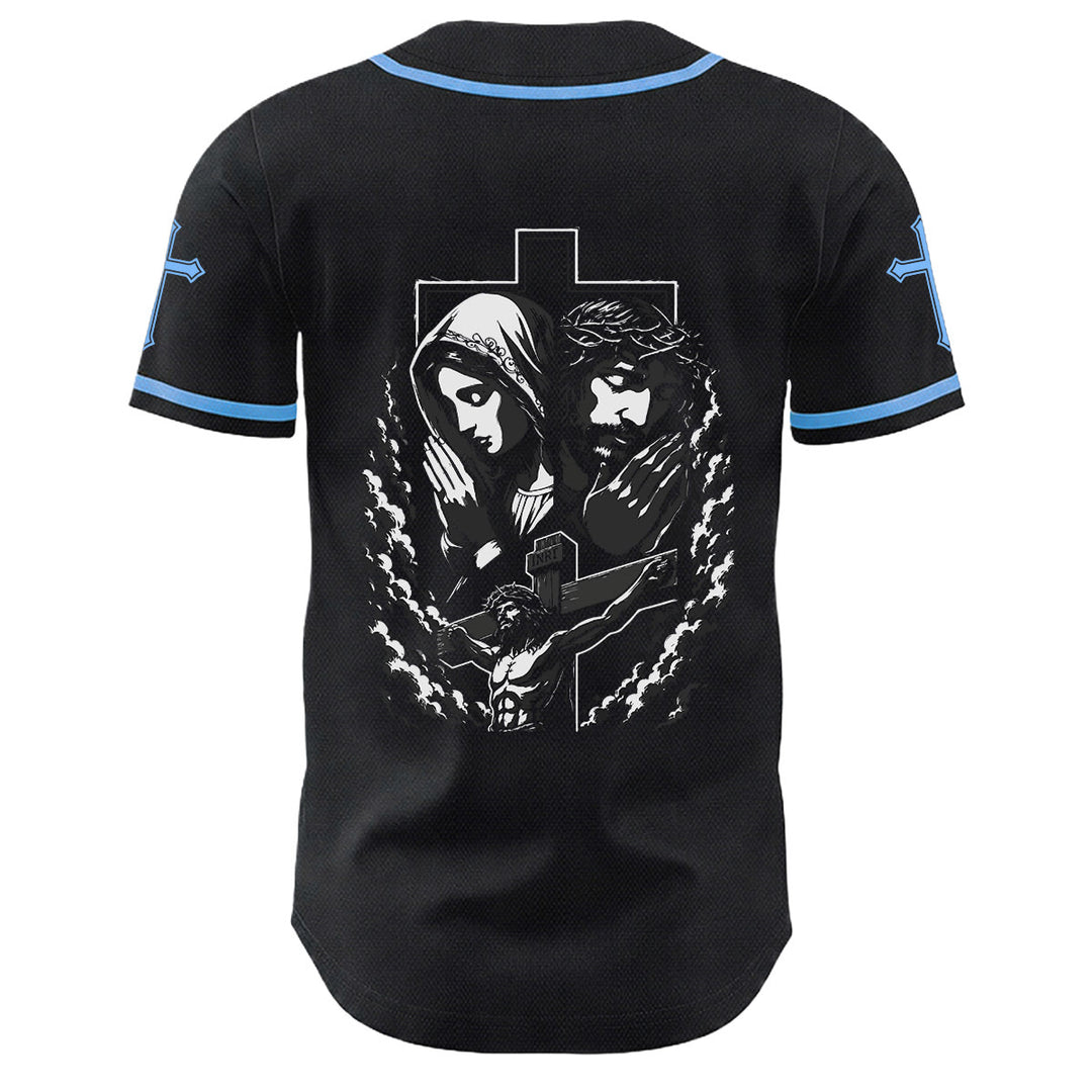 Camiseta de béisbol unisex cristiana con la Christianartworkshop de Jesús, la Virgen María y la cruz. - image 13