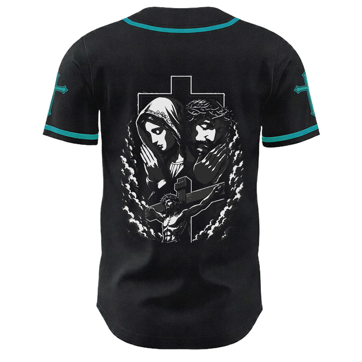 Camiseta de béisbol unisex cristiana con la Christianartworkshop de Jesús, la Virgen María y la cruz. - image 10