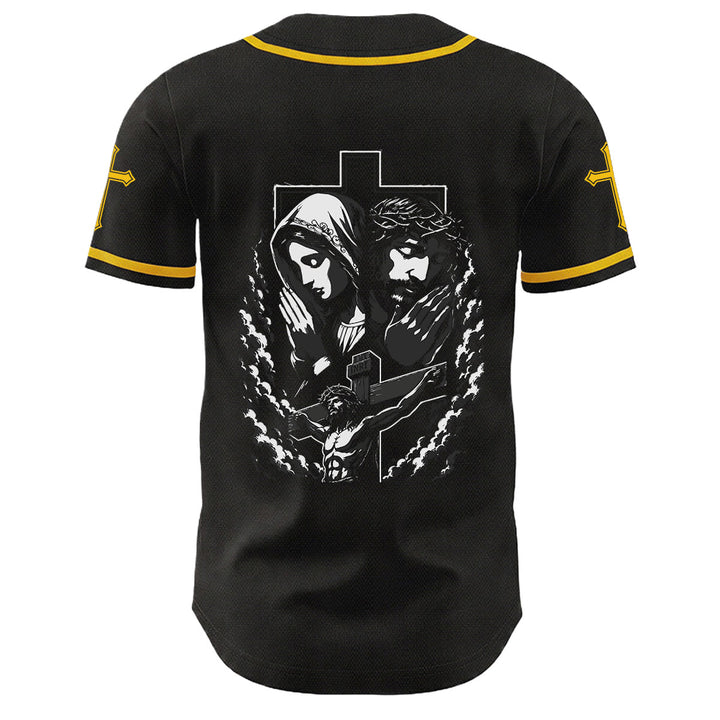 Camiseta de béisbol unisex cristiana con la Christianartworkshop de Jesús, la Virgen María y la cruz. - image 7