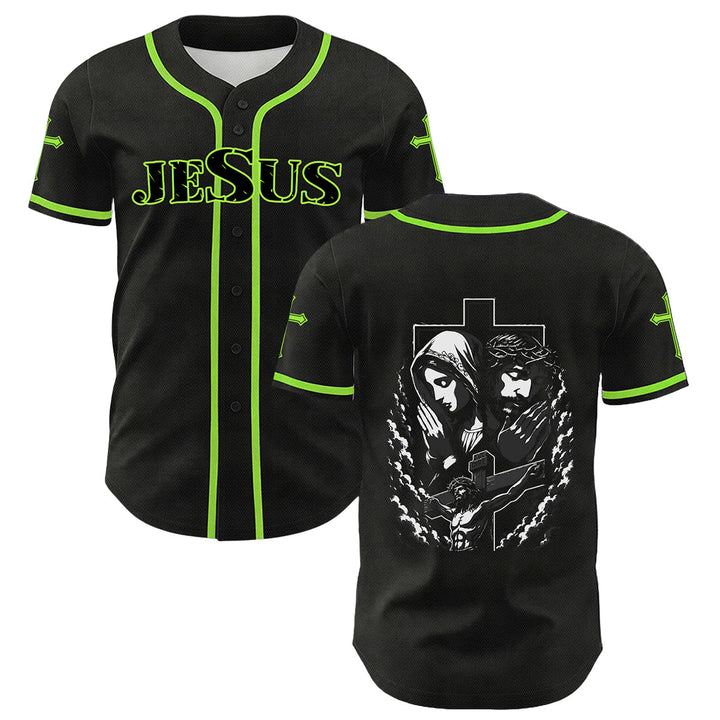 Camiseta de béisbol unisex cristiana con la Christianartworkshop de Jesús, la Virgen María y la cruz. - Verde claro - 5XL - image 21