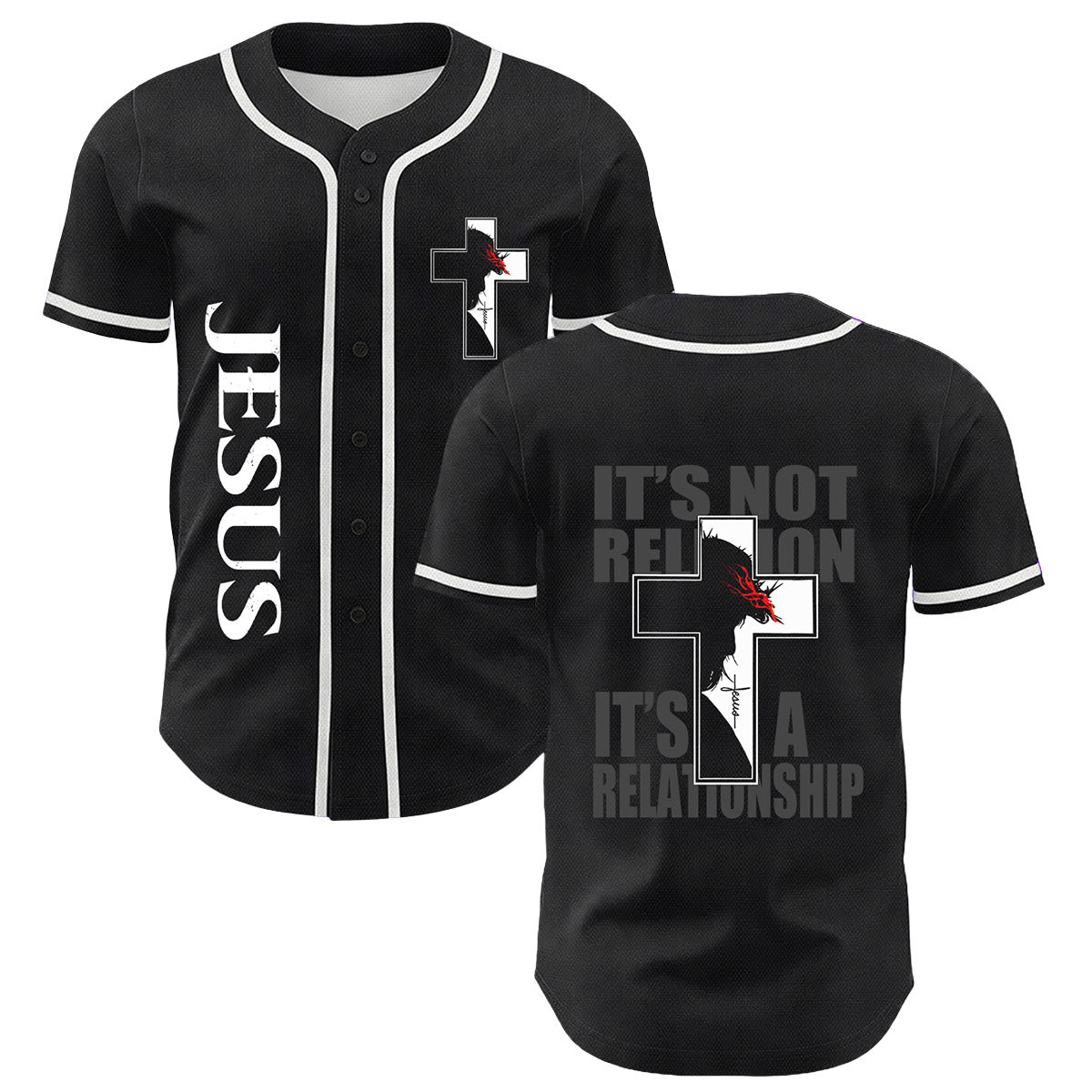 Camiseta de béisbol con gráfico de la Virgen María, Jesús crucifijo y cruz - Blanco - 5XL - image 3