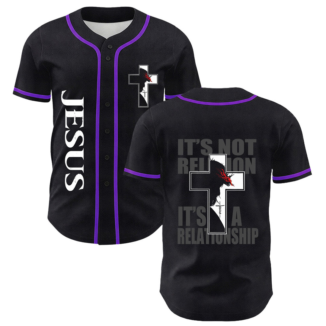 Camiseta de béisbol con gráfico de la Virgen María, Jesús crucifijo y cruz - Púrpura - 5XL - image 24